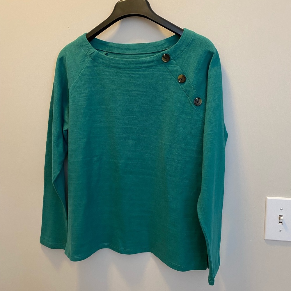 Teal Button-Detail Women's Top